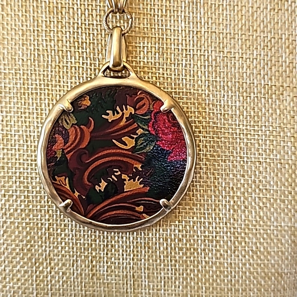 Patricia Nash Gold Floral  Necklace and Leather Cuff Bracelet  Set - Picture 5 of 7